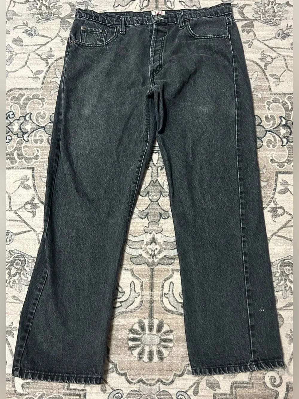 Vintage Levis 501 Jeans Size 38x30 Button Fly Faded Black Gray Made In Mexico